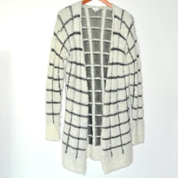 BP Long Open Front Cardigan Checked S - Picture 2 of 9